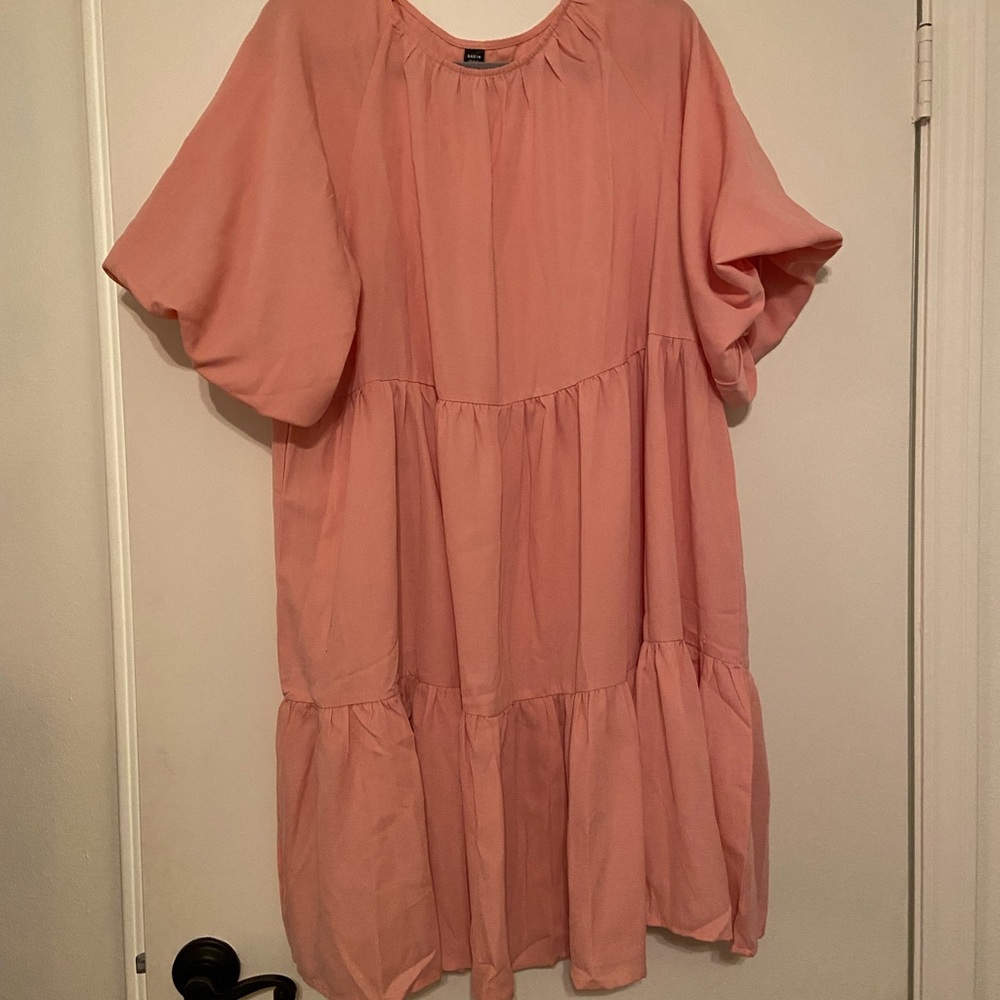 Pink/Peach Puff Sleeve 2X Dress! Never worn!